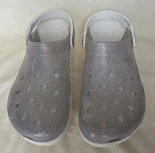 Crocs Classic Sprinkle Glitter Clog Silver/Iridescent  Ladies 10 EUC!