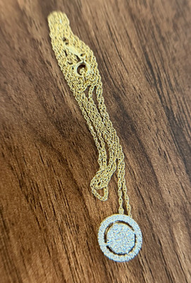 10k Yellow Gold RL Necklace & Round Cluster Diamond Pendant
