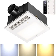 160 CFM Bathroom Exhaust Fan with LED Light, 1800W PTC Heater & Humidity Sensor