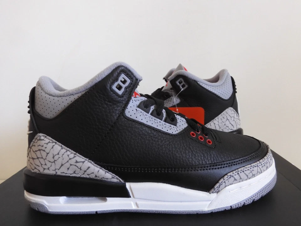 Nike Air Jordan 3 Retro Black Cement 2024 Black-Fire Red-Grey Sz 5Y [DM0967-010] - Image 2 of 4