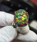 4.00 Crt Oval Cut Natural Black Fire Opal Gemstone 925 Silver Handmade Ring