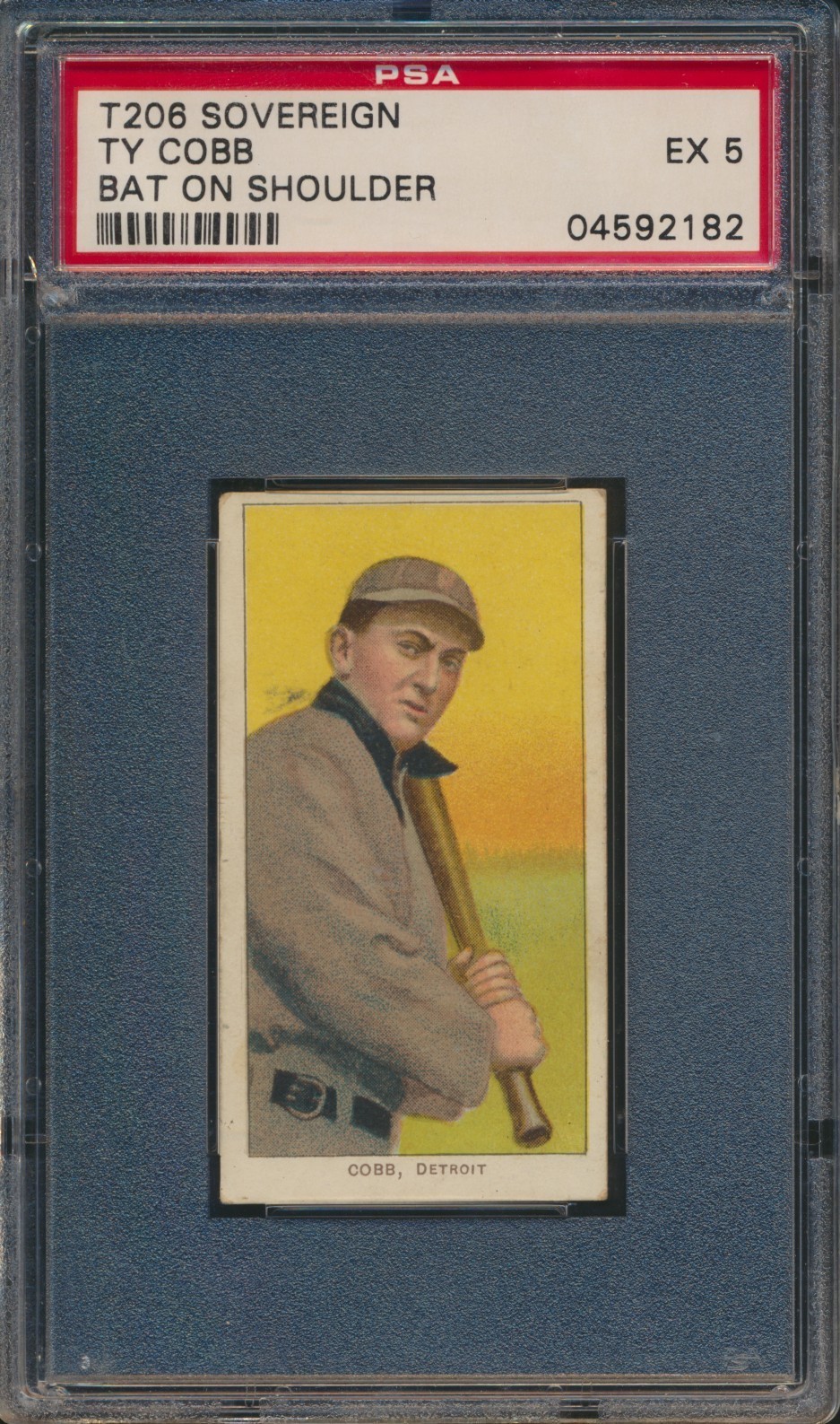 1909 T206 SOVEREIGN 350 TY COBB BAT ON SHOULDER PSA 5 EX HOF