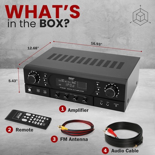 Pyle Home Theater Wireless BT Streaming Receiver Amplifier 2x30Watts - Picture 7 of 9