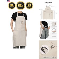 Painting Apron for Men and Women, Professional Cotton Canvas Bib