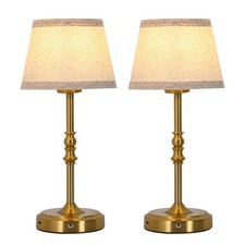 Novcand Small Gold Rechargeable Table Lamp12-14 Inch Tall Vintage Stylebattery