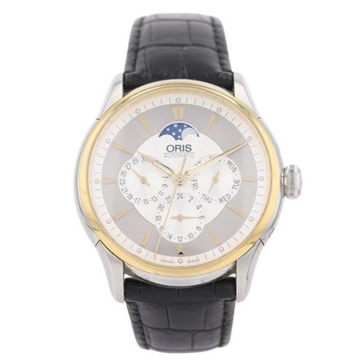 Oris Artelier Complication Silver Dial Automatic Leather Strap Men's Wristwatch