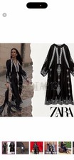 Zara Embroidered Cotton Dress Limited Edition New Black Measurements
