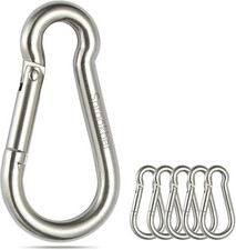 304 Stainless Steel Spring Snap Hook Heavy Carabiner Clip 6 Pack
