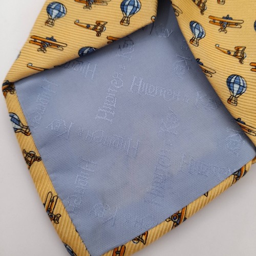 Hilditch & Key Men's Tie Yellow Graphic 100% Silk - Picture 4 of 4