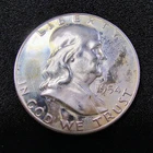 1954 Proof Franklin Half Dollar - Philadelphia - 90% Silver - Light Toning - BU