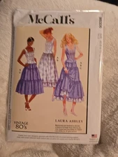 McCalls M8306 Tiered Skirt Corset Top Laura Ashley Retro 80s Sewing Pattern 6-14