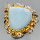Fine Art 17 ct Natural Larimar Ring 925 Sterling Silver Size 8 /R438509