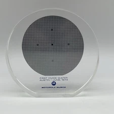 Motorola McMOS First CMOS Wafer - Austin TX - June 1974 Acrylic Paperweight RARE