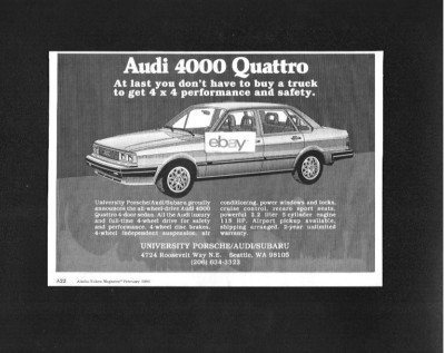 UNIVERSITY AUDI-PORCHE-SUBARU 4724 ROOSEVELT WAY SEATTLE 1985 AUDI 4000 AD