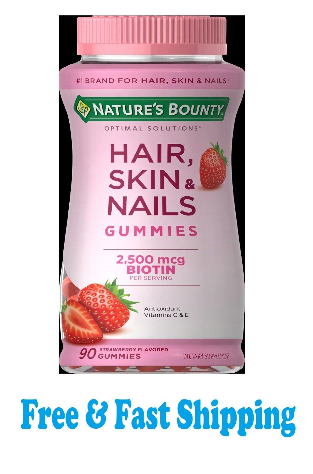 Nature's Bounty Hair Skin and Nail Vitamins With Biotin, Gummies, 90 Ct