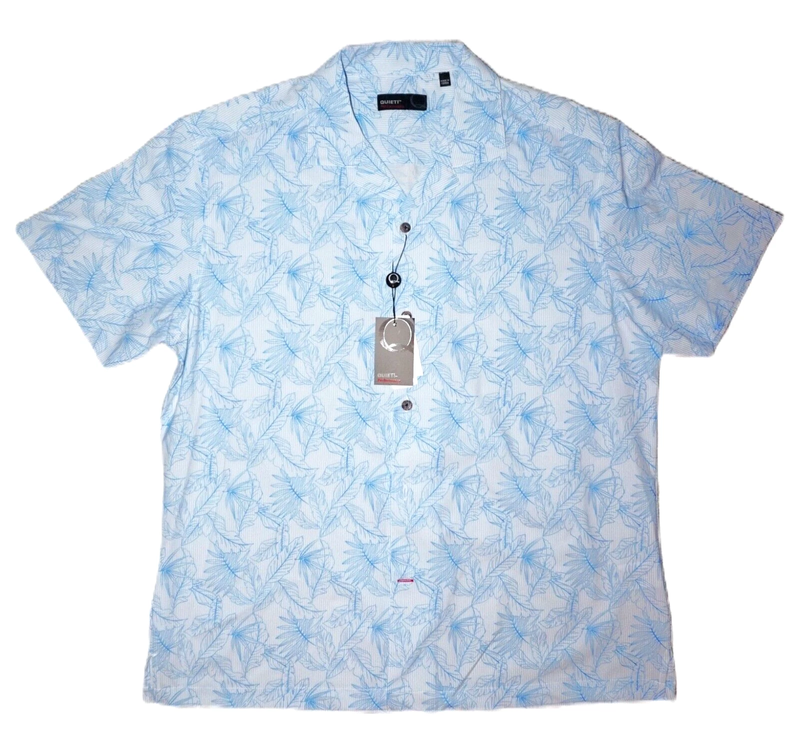 QUIETI Performance 4-Way Stretch Short Sleeve Shirt XL Lt. Blue Floral NWT
Opens in a new window or 