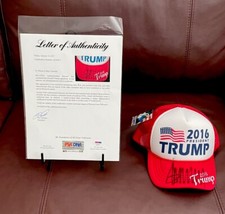 President Donald Trump Autographed 2016 USA MAGA Hat With PSA COA