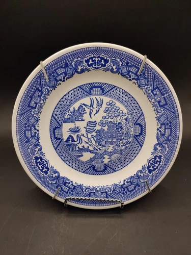 Royal China Willow Ware Ironstone Dinner Plates Blue and white MCM 10" Lot of 2