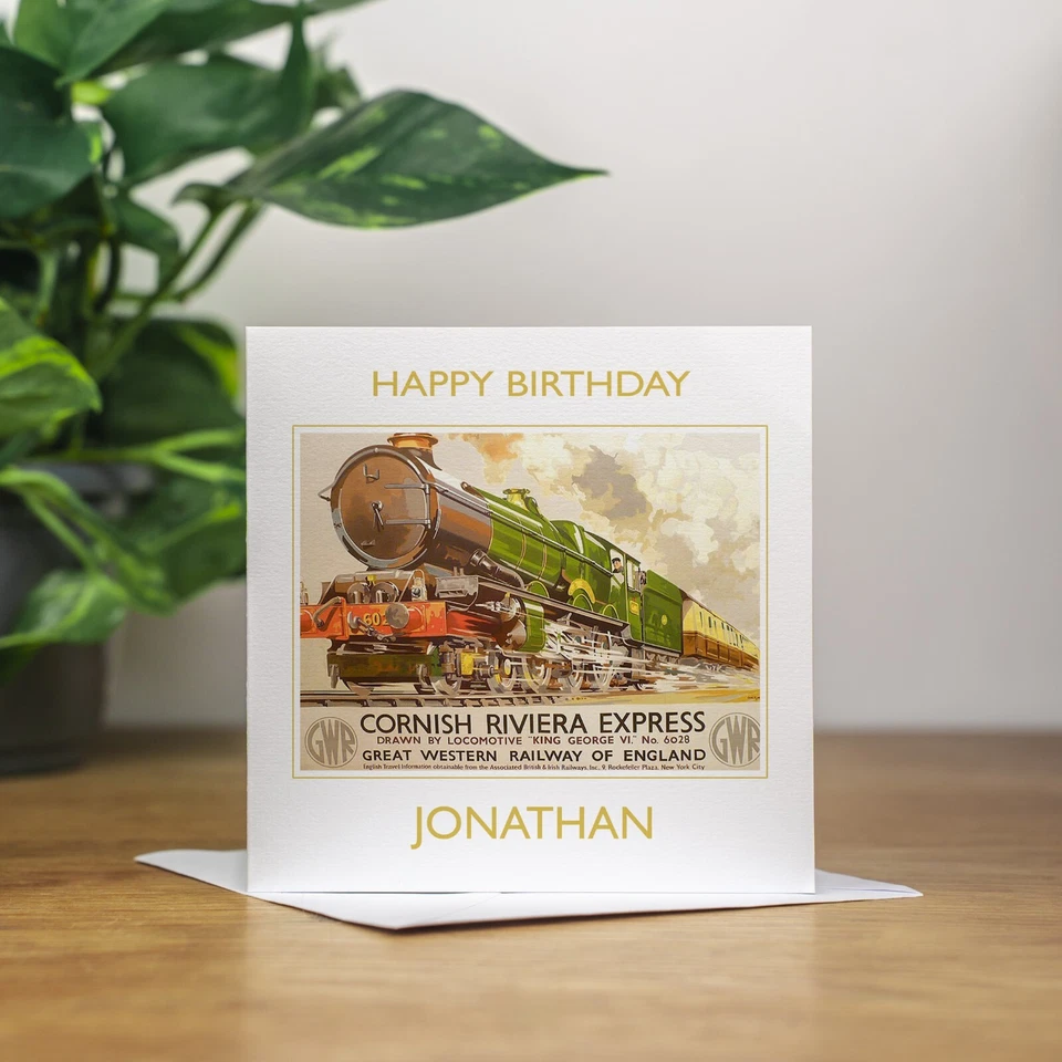 Personalised Vintage Train Birthday Card Dad Grandad 60th 70th 80th 90th Railway - Image 3 of 4