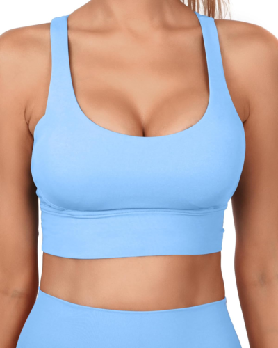 Strappy Sports Bra for Women Padded Push up Sports Bra Athletic Running Sports B