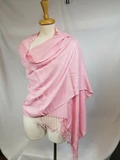 Womens Pashmina Scarf Shawl Pink Selini Large Wrap  28" x 70"