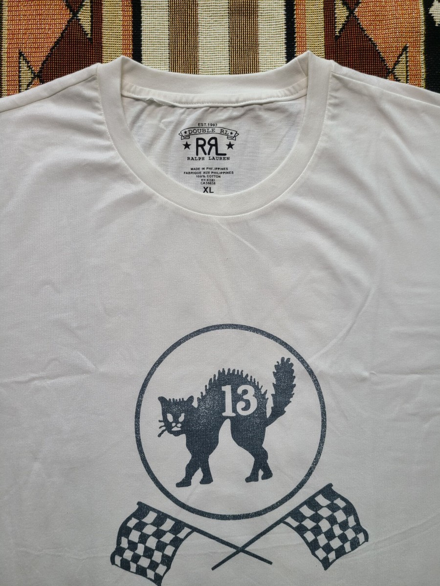 Double RL RRL Ralph Lauren Black Cat Lucky 13 Graphic Jersey