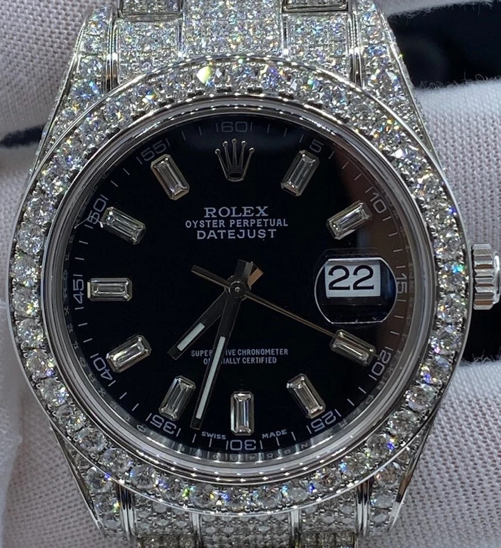 Rolex Datejust 41 mm 126300 cadran diamant baguette noire glac e bus comme neuf
