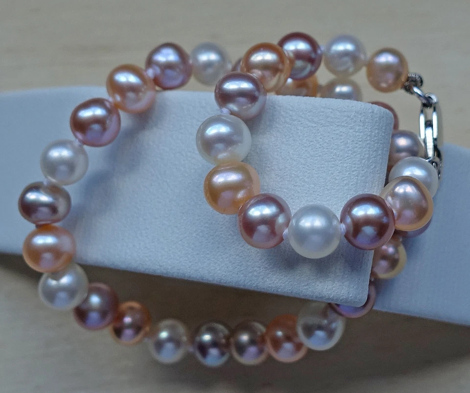 ♦️♦️ Perlen Armband Tahiti Farben in 9kt 375 Gold mit bunten Perlchen ♦️♦️ 8734