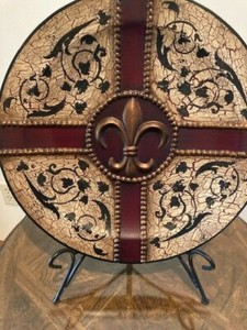 Round Decorative Heavy Pottery/Ceramic 17" Home Decor Display Dish Plate, Stand 