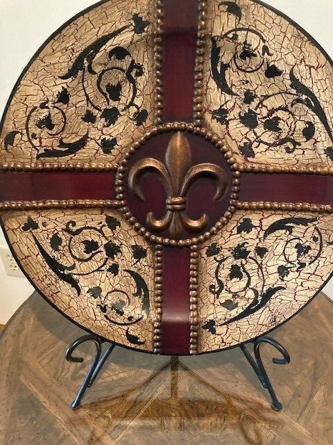 Round Decorative Heavy Pottery/Ceramic 17" Home Decor Display Dish Plate, Stand 
