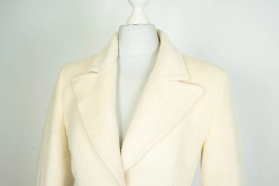 Gabardina Max Mara de lana de alpaca blanca/crema para dama talla S EE. UU. 6 GB 8 Foto 2 de 4