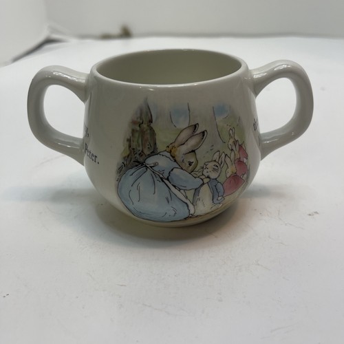 Wedgwood Beatrix Potter Peter Rabbit Two handled Childs Mug Cup 2 3/4" Tall