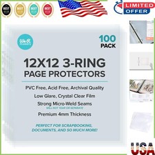 Durable 100-Pack Page Protector Sleeves for 12x12 Scrapbooks and Albums
