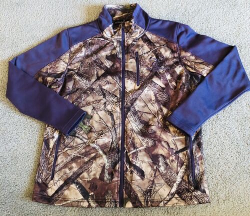 True Timber Women’s Hunting Jacket Sz M Purple Camouflage Full Zip Fleece Lining - Picture 1 of 11
