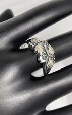 Vintage WM Wheeler Mfg. Co. Oak Leaf Grape Vine Sterling Silver Ring Size 8.5