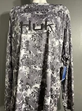 HUK Men's Pursuit Crew Volcanic Ash Long Sleeve Fishing Shirt  NWT Medium