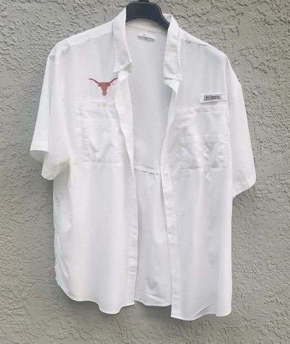 Texas Columbia PFG Fishing Shirt Men's White Size XXL Light Weight Longhorns - Picture 8 of 12