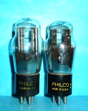 2 Philco Type 80 Rectifier Tubes Black Plates Foil D Getter Tested