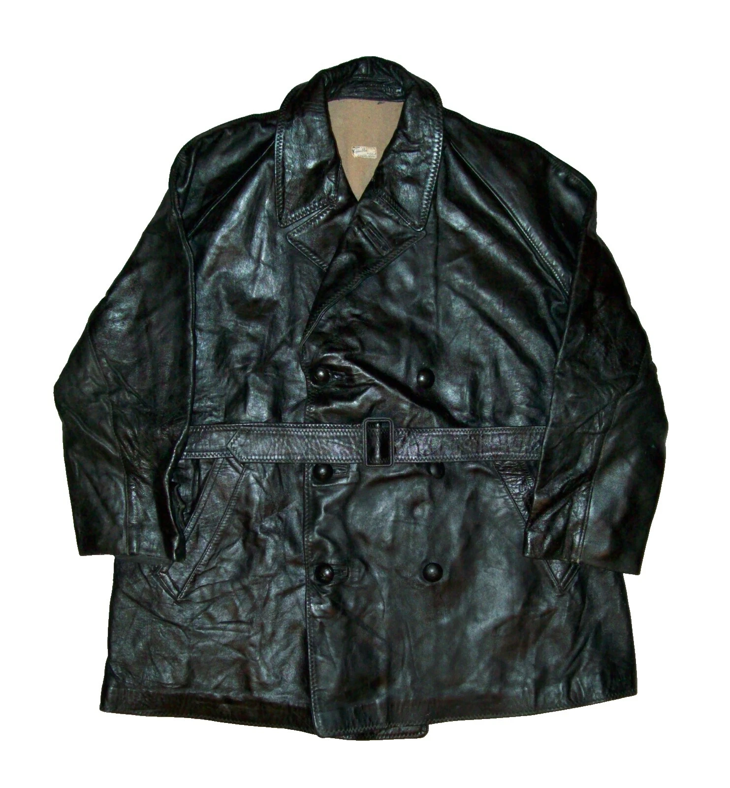Black Leather 1940s Vintage Outerwear Coats & Jackets for Men