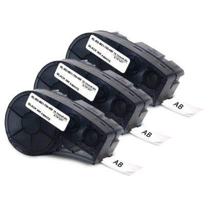 3 Pack Label Cartridge For BRADY M21-750-499 BMP21 Plus Black/White 3/4'' W x 16'