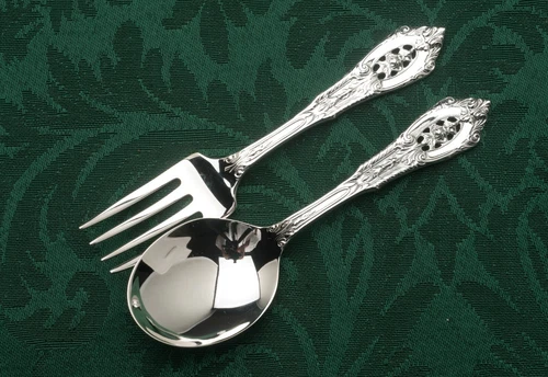 Rose Point by Wallace  Sterling Silver 2 piece Baby Set 4.5", gently used