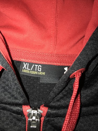 UNDER ARMOUR Loose Jacket Hooded Men’s XL/TG Black W/Red Reverse Stitch - Picture 4 of 6