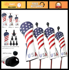 Golf Club Head Covers for Fairway Woods  Drivers - USA Stars  Stripes, Leather
