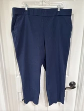 Counterparts Women's 2X Pull On Cropped Pants Flat Front Pockets Blue