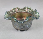 Antique Fenton Blackberry w/Open Lace Basket Weave Exterior Carnival Glass Bowl
