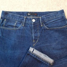 3x1 NYC M3 Jeans Mens 30x29 Raw Selvedge Denim Dark Blue Made In USA Button Fly