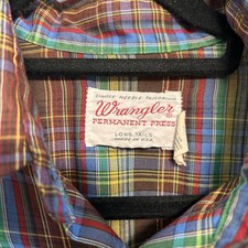Wrangler 1970s Long Sleeve Western Shirt Tag L Size Cotton