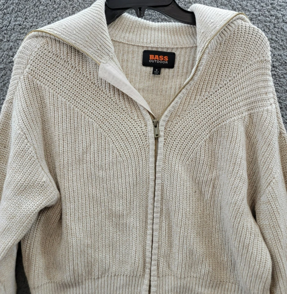 BASS OUTDOOR Funnel-Neck Zippered Sweater Women's S Oatmeal Heather Long Sleeve - Image 3 of 4