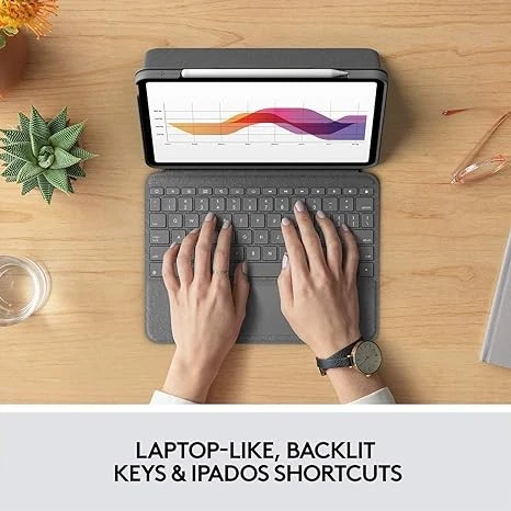 Logitech Folio Touch iPad Keyboard Case Trackpad Smart 820-009576 - Graphite - Image 4 of 4