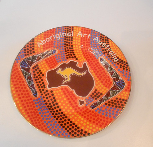 ABORIGINAL ART AUSTRALIA NEW BONE CHINA PLATE 7 1/4" ACROSS